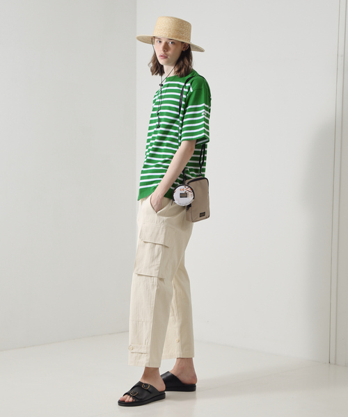 MONT KEMMEL（モンケメル）の「【MONTKEMMEL / モンケメル】オーバーサイズ クルーネック/パネルボーダー /バスクTシャツ/ユニセックス（Tシャツ/カットソー・メンズ・グリーン/ホワイト系その他/ホワイト系その他2/ブラック・M/L/XL）」の10枚目の写真