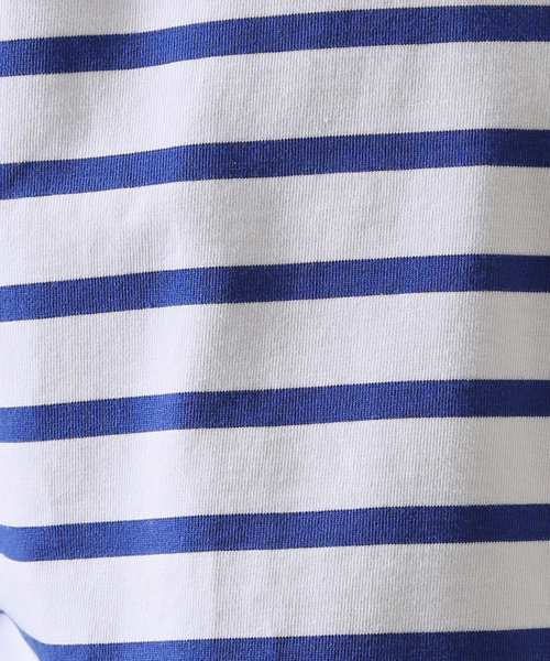 MONT KEMMEL（モンケメル）の「【MONTKEMMEL / モンケメル】オーバーサイズ クルーネック/パネルボーダー /バスクTシャツ/ユニセックス（Tシャツ/カットソー・メンズ・グリーン/ホワイト系その他/ホワイト系その他2/ブラック・M/L/XL）」の22枚目の写真