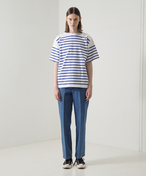 MONT KEMMEL（モンケメル）の「【MONTKEMMEL / モンケメル】オーバーサイズ クルーネック/パネルボーダー /バスクTシャツ/ユニセックス（Tシャツ/カットソー・メンズ・グリーン/ホワイト系その他/ホワイト系その他2/ブラック・M/L/XL）」の17枚目の写真