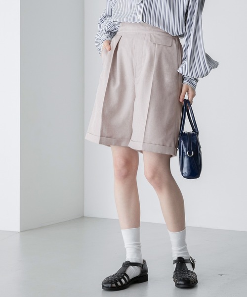 BONLECILL（ボンルシール）の「【セットアップ対応】センタープレスバミューダパンツ（その他パンツ・レディース・チャコールグレー/ブルー/ネイビー/ブラック/ベージュ/ブラウン系1・M/L）」の4枚目の写真