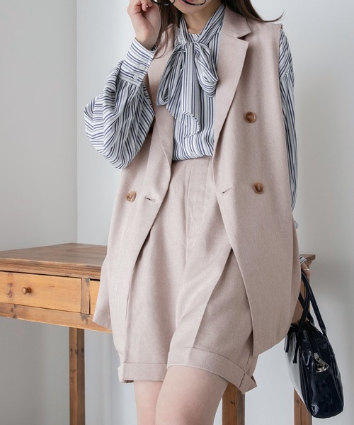 uni's room■ベルトセットバミューダパンツ PT-SS24-17BL uni's room□ベルトセットバミューダパンツ PT-SS24-17IV