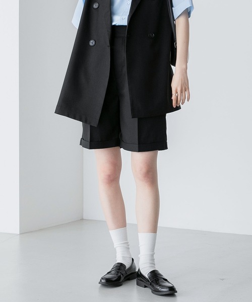 BONLECILL（ボンルシール）の「【セットアップ対応】センタープレスバミューダパンツ（その他パンツ・レディース・チャコールグレー/ブルー/ネイビー/ブラック/ベージュ/ブラウン系1・M/L）」の21枚目の写真