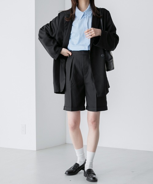 BONLECILL（ボンルシール）の「【セットアップ対応】センタープレスバミューダパンツ（その他パンツ・レディース・チャコールグレー/ブルー/ネイビー/ブラック/ベージュ/ブラウン系1・M/L）」の22枚目の写真