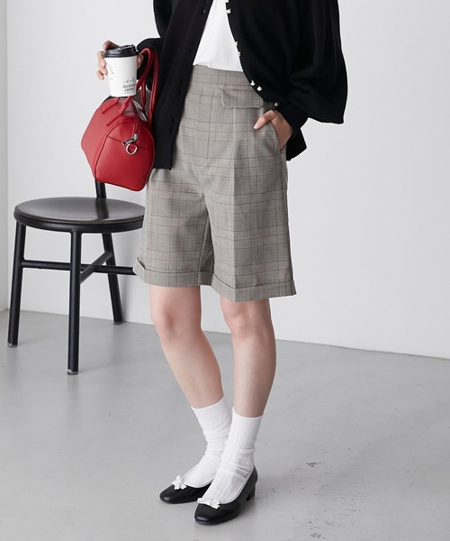 BONLECILL（ボンルシール）の「【セットアップ対応】センタープレスバミューダパンツ（その他パンツ・レディース・チャコールグレー/ブルー/ネイビー/ブラック/ベージュ/ブラウン系1・M/L）」の11枚目の写真