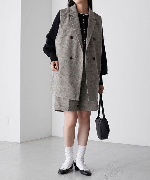 BONLECILL（ボンルシール）の「【セットアップ対応】センタープレスバミューダパンツ（その他パンツ・レディース・チャコールグレー/ブルー/ネイビー/ブラック/ベージュ/ブラウン系1・M/L）」の10枚目の写真