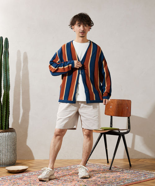 JOURNAL STANDARD relume(ジャーナルスタンダード レリューム)の「CALIFORNIAマルチストライプ カーディガン(カーディガン/ボレロ・メンズ・ブルー系その他/ブラック/イエロー/グリーン・MEDIUM/LARGE)」の7枚目の写真