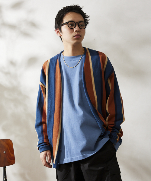 JOURNAL STANDARD relume(ジャーナルスタンダード レリューム)の「CALIFORNIAマルチストライプ カーディガン(カーディガン/ボレロ・メンズ・ブルー系その他/ブラック/イエロー/グリーン・MEDIUM/LARGE)」の13枚目の写真