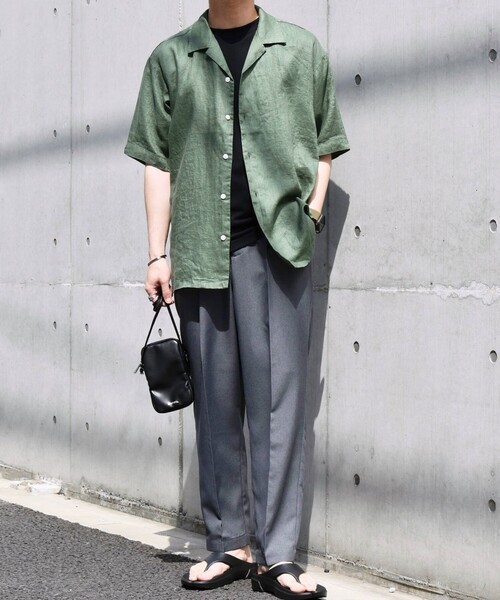 SHIPS any（シップス エニィ）の「SHIPS any: 〈洗濯機可能〉オーガニック リネン オープンカラー 半袖 シャツ◇（シャツ/ブラウス・メンズ・オリーブ/ブルー/グリーン/レンガ・SMALL/MEDIUM/LARGE/X-LARGE）」の9枚目の写真