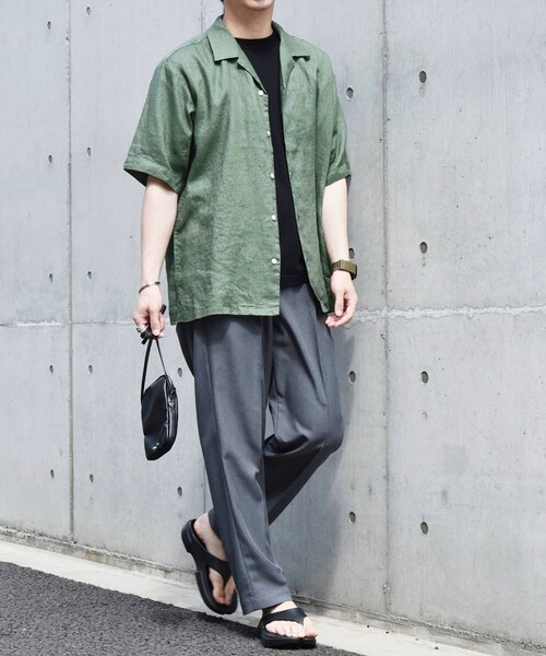 SHIPS any（シップス エニィ）の「SHIPS any: 〈洗濯機可能〉オーガニック リネン オープンカラー 半袖 シャツ◇（シャツ/ブラウス・メンズ・オリーブ/ブルー/グリーン/レンガ・SMALL/MEDIUM/LARGE/X-LARGE）」の10枚目の写真