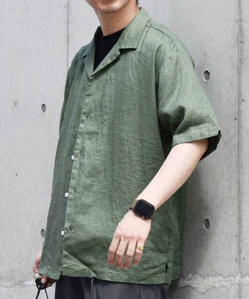 SHIPS any（シップス エニィ）の「SHIPS any: 〈洗濯機可能〉オーガニック リネン オープンカラー 半袖 シャツ◇（シャツ/ブラウス・メンズ・オリーブ/ブルー/グリーン/レンガ・SMALL/MEDIUM/LARGE/X-LARGE）」の12枚目の写真