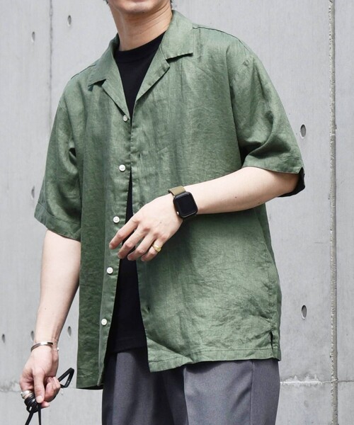 SHIPS any（シップス エニィ）の「SHIPS any: 〈洗濯機可能〉オーガニック リネン オープンカラー 半袖 シャツ◇（シャツ/ブラウス・メンズ・オリーブ/ブルー/グリーン/レンガ・SMALL/MEDIUM/LARGE/X-LARGE）」の13枚目の写真
