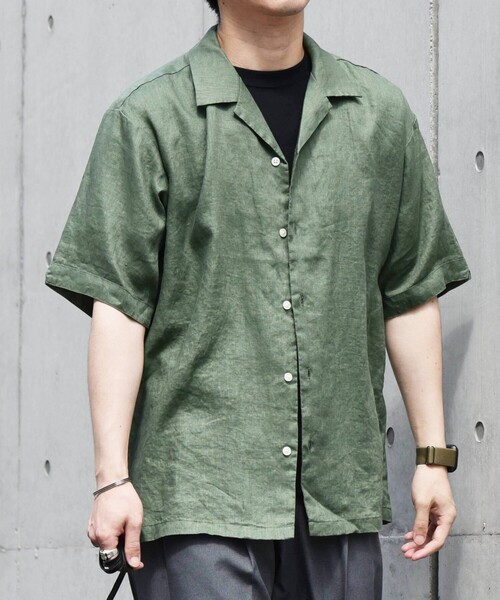 SHIPS any（シップス エニィ）の「SHIPS any: 〈洗濯機可能〉オーガニック リネン オープンカラー 半袖 シャツ◇（シャツ/ブラウス・メンズ・オリーブ/ブルー/グリーン/レンガ・SMALL/MEDIUM/LARGE/X-LARGE）」の14枚目の写真