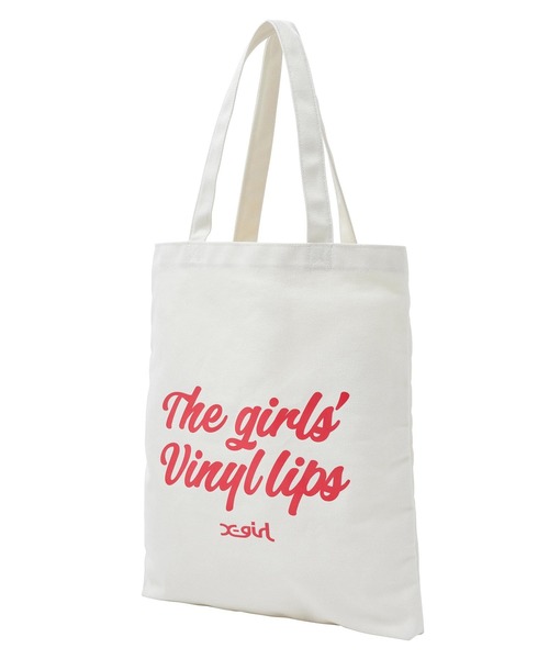 X-girl（エックスガール）の「VINYL LIP FACE CANVAS TOTE BAG（トートバッグ・レディース・ブルー/ブラック/ホワイト・ONE SIZE）」の2枚目の写真
