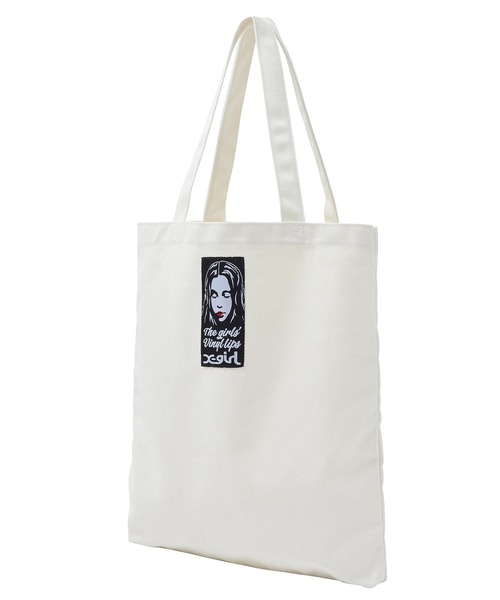 X-girl（エックスガール）の「VINYL LIP FACE CANVAS TOTE BAG（トートバッグ・レディース・ブルー/ブラック/ホワイト・ONE SIZE）」の8枚目の写真