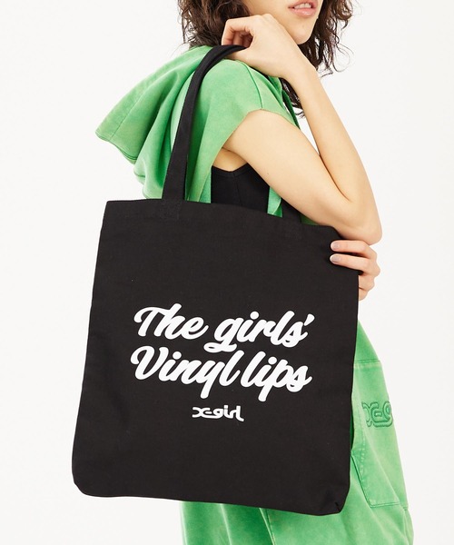 X-girl（エックスガール）の「VINYL LIP FACE CANVAS TOTE BAG（トートバッグ・レディース・ブルー/ブラック/ホワイト・ONE SIZE）」の13枚目の写真