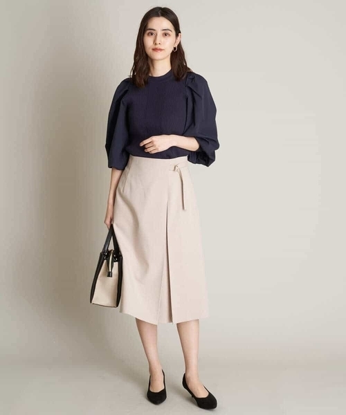 a.v.v(アーヴェヴェ)の「【UVカット/洗える】麻調ストレッチベルテッドタックスカート【麻調シリーズ】(スーツスカート・レディース・ライトグレー/ベージュ/ネイビー・36/38/40/42/34)」の11枚目の写真