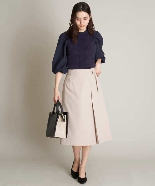 a.v.v(アーヴェヴェ)の「【UVカット/洗える】麻調ストレッチベルテッドタックスカート【麻調シリーズ】(スーツスカート・レディース・ライトグレー/ベージュ/ネイビー・36/38/40/42/34)」の12枚目の写真