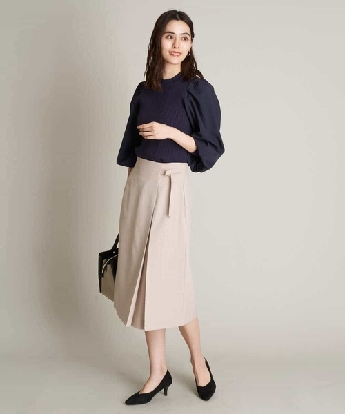 a.v.v(アーヴェヴェ)の「【UVカット/洗える】麻調ストレッチベルテッドタックスカート【麻調シリーズ】(スーツスカート・レディース・ライトグレー/ベージュ/ネイビー・36/38/40/42/34)」の14枚目の写真