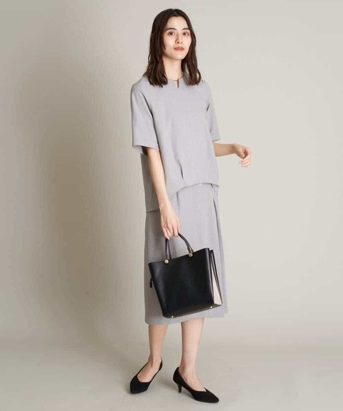 a.v.v(アーヴェヴェ)の「【UVカット/洗える】麻調ストレッチベルテッドタックスカート【麻調シリーズ】(スーツスカート・レディース・ライトグレー/ベージュ/ネイビー・36/38/40/42/34)」の18枚目の写真