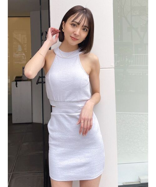 GYDA（ジェイダ）の「BACK ZIPテレコタイトワンピース（ワンピース・レディース・ライトグレー/ブラック/ピンク・FREE）」の3枚目の写真
