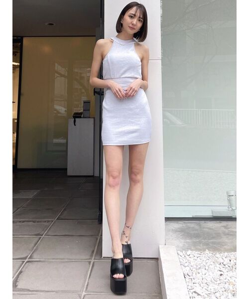 新品　タグ付き　ジェイダ　バックジップテレコタイトワンピース　黒　パット付き ジェイダ GYDA BACK ZIPテレコタイトワンピース （ブラック