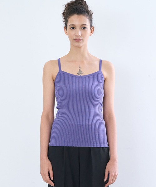 LANVIN en Bleu（ランバンオンブルー）の「ブライトリブニットキャミソール（キャミソール・レディース・ライトブルー/ブラック/ライトカーキ/ライトパープル・38）」の4枚目の写真