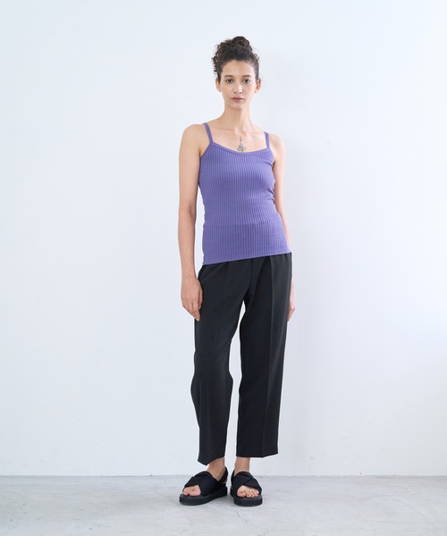 LANVIN en Bleu（ランバンオンブルー）の「ブライトリブニットキャミソール（キャミソール・レディース・ライトブルー/ブラック/ライトカーキ/ライトパープル・38）」の7枚目の写真