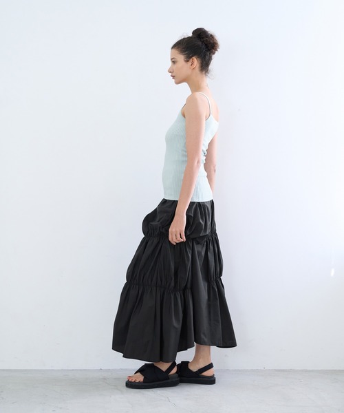 LANVIN en Bleu（ランバンオンブルー）の「ブライトリブニットキャミソール（キャミソール・レディース・ライトブルー/ブラック/ライトカーキ/ライトパープル・38）」の13枚目の写真