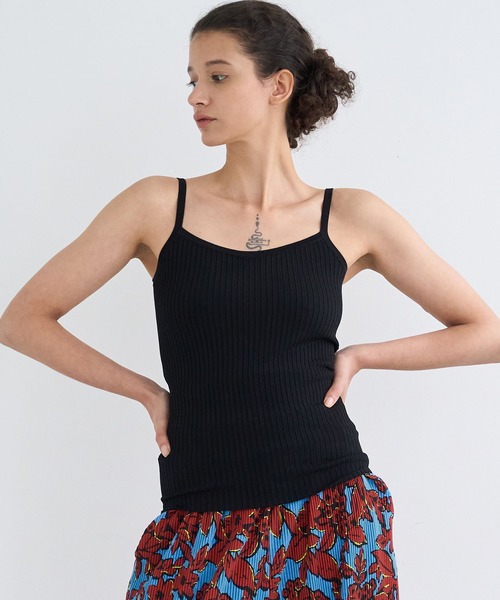 LANVIN en Bleu（ランバンオンブルー）の「ブライトリブニットキャミソール（キャミソール・レディース・ライトブルー/ブラック/ライトカーキ/ライトパープル・38）」の21枚目の写真