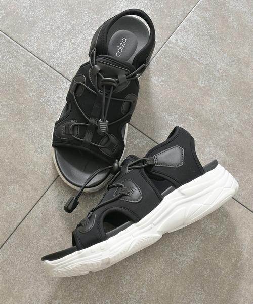 Honeys（ハニーズ）の「コード付スポーツサンダル（サンダル・レディース・ブラック/ブラック×ホワイト・L/LL/S/M）」の18枚目の写真