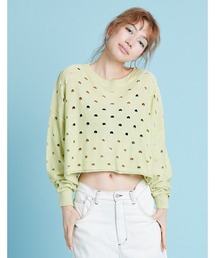 Perforated short knit top