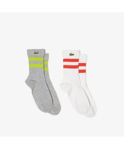 LACOSTE（ラコステ）の「【EC限定】BABY ラインソックス2枚セット（ソックス/靴下・キッズ・イエロー×グリーン/ホワイト/ホワイト×ネイビー/グリーン/ブルー・18.5cm/15.5cm/16.5cm/20.5cm）」の2枚目の写真