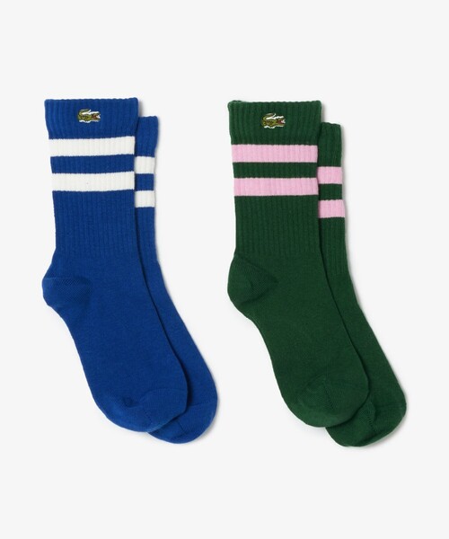 LACOSTE（ラコステ）の「【EC限定】BABY ラインソックス2枚セット（ソックス/靴下・キッズ・イエロー×グリーン/ホワイト/ホワイト×ネイビー/グリーン/ブルー・18.5cm/15.5cm/16.5cm/20.5cm）」の4枚目の写真