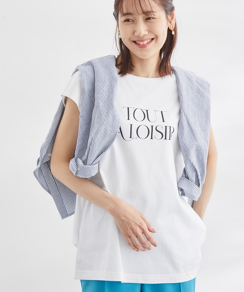 ROPE' PICNIC(ロペピクニック)の「汗染み防止/オーガニックコットンゼロスリーブTシャツ(Tシャツ/カットソー・レディース・ブラック/ホワイト/オフホワイト/ホワイト系その他5/ブルー・38)」の2枚目の写真