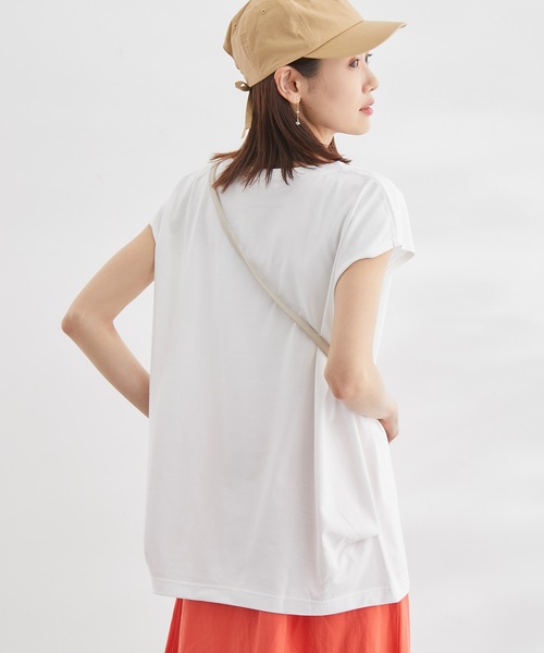 ROPE' PICNIC(ロペピクニック)の「汗染み防止/オーガニックコットンゼロスリーブTシャツ(Tシャツ/カットソー・レディース・ブラック/ホワイト/オフホワイト/ホワイト系その他5/ブルー・38)」の3枚目の写真