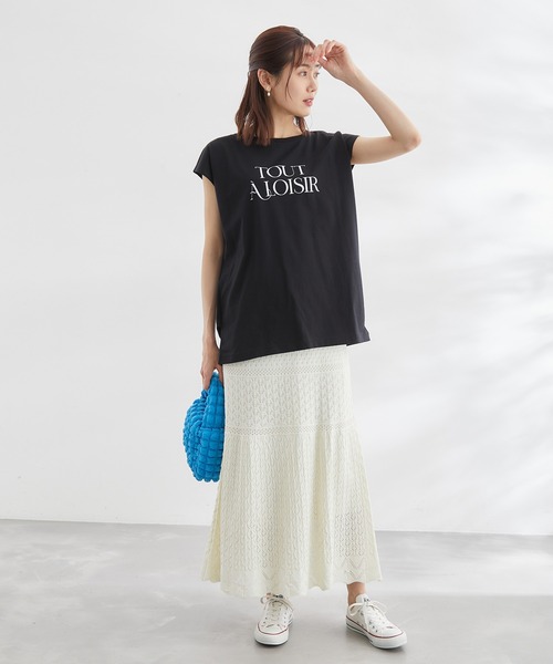 ROPE' PICNIC(ロペピクニック)の「汗染み防止/オーガニックコットンゼロスリーブTシャツ(Tシャツ/カットソー・レディース・ブラック/ホワイト/オフホワイト/ホワイト系その他5/ブルー・38)」の14枚目の写真