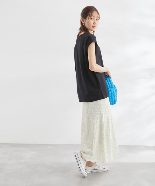 ROPE' PICNIC(ロペピクニック)の「汗染み防止/オーガニックコットンゼロスリーブTシャツ(Tシャツ/カットソー・レディース・ブラック/ホワイト/オフホワイト/ホワイト系その他5/ブルー・38)」の19枚目の写真