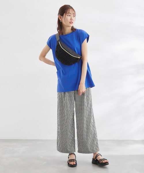 ROPE' PICNIC(ロペピクニック)の「汗染み防止/オーガニックコットンゼロスリーブTシャツ(Tシャツ/カットソー・レディース・ブラック/ホワイト/オフホワイト/ホワイト系その他5/ブルー・38)」の16枚目の写真