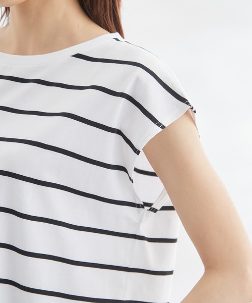 ROPE' PICNIC(ロペピクニック)の「汗染み防止/オーガニックコットンゼロスリーブTシャツ(Tシャツ/カットソー・レディース・ブラック/ホワイト/オフホワイト/ホワイト系その他5/ブルー・38)」の17枚目の写真