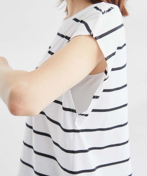 ROPE' PICNIC(ロペピクニック)の「汗染み防止/オーガニックコットンゼロスリーブTシャツ(Tシャツ/カットソー・レディース・ブラック/ホワイト/オフホワイト/ホワイト系その他5/ブルー・38)」の22枚目の写真