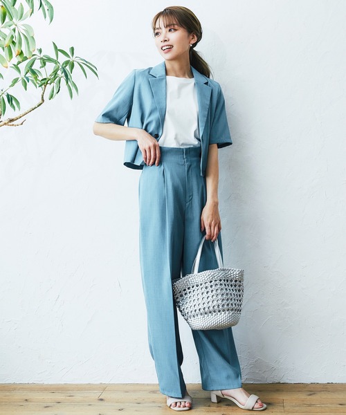 ROPE' PICNIC(ロペピクニック)の「汗染み防止/オーガニックコットンゼロスリーブTシャツ(Tシャツ/カットソー・レディース・ブラック/ホワイト/オフホワイト/ホワイト系その他5/ブルー・38)」の8枚目の写真
