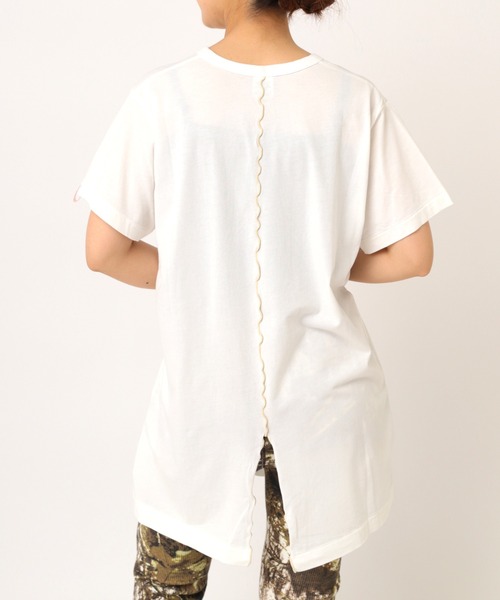 RNA(アールエヌエー)の「M2051 強撚ロング丈スリットT(Tシャツ/カットソー・レディース・ホワイト/イエロー/チャコール・MEDIUM)」の2枚目の写真