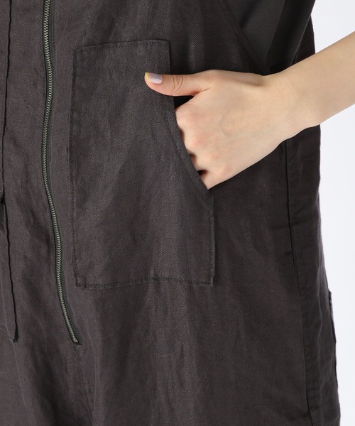 niko and...（ニコアンド）の「FINEリネンサロペット（サロペット/オーバーオール・レディース・スモーク/カーキ/ブラウン・LARGE/MEDIUM）」の16枚目の写真