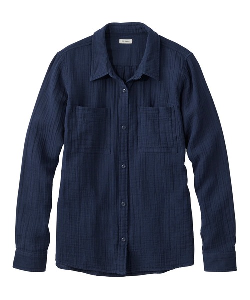 L.L.Bean（エルエルビーン）の「クラウド・ガーゼ・シャツ、長袖 ジャパン・フィット（シャツ/ブラウス・レディース・ホワイト/ダークオリーブ/インディゴブルー/コーラル/ブルー系その他/ブルー系その他2/ネイビー/ホワイト系その他・LARGE/MEDIUM/X-LARGE/SMALL）」の4枚目の写真