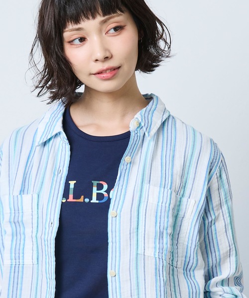 L.L.Bean（エルエルビーン）の「クラウド・ガーゼ・シャツ、長袖 ジャパン・フィット（シャツ/ブラウス・レディース・ホワイト/ダークオリーブ/インディゴブルー/コーラル/ブルー系その他/ブルー系その他2/ネイビー/ホワイト系その他・LARGE/MEDIUM/X-LARGE/SMALL）」の9枚目の写真