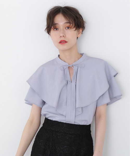 N.（N. Natural Beauty Basic）（エヌエヌナチュラルビューティーベーシック）の「◆ラッフルブラウス（シャツ/ブラウス・レディース・ブラック/オフホワイト/ブルー・MEDIUM）」の8枚目の写真