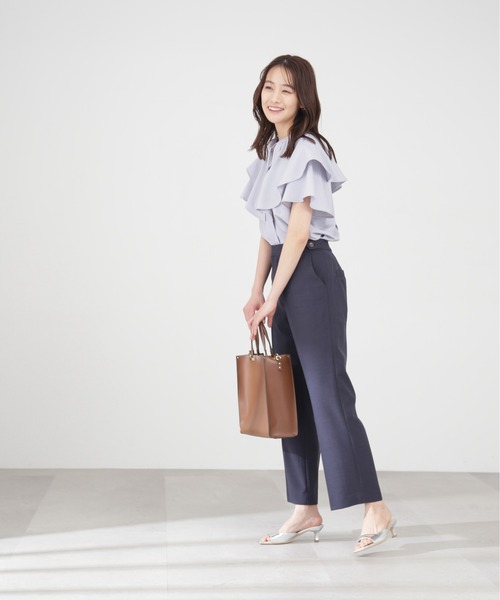 N.（N. Natural Beauty Basic）（エヌエヌナチュラルビューティーベーシック）の「◆ラッフルブラウス（シャツ/ブラウス・レディース・ブラック/オフホワイト/ブルー・MEDIUM）」の6枚目の写真