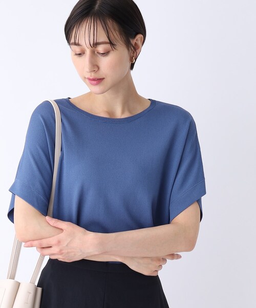 OPAQUE.CLIP（オペークドットクリップ）の「◆アイスタッチ ドルマンスリーブニット【接触冷感/洗える】（ニット/セーター・レディース・ブルー/ダークパープル/ブラック/ベージュ・42/36/38/40）」の13枚目の写真