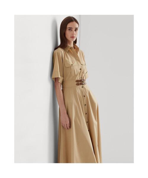 【RALPH LAUREN】バックルトリム 半袖 Aライン シャツドレス LAUREN RALPH LAUREN(ローレン ラルフ ローレン)の「バックル