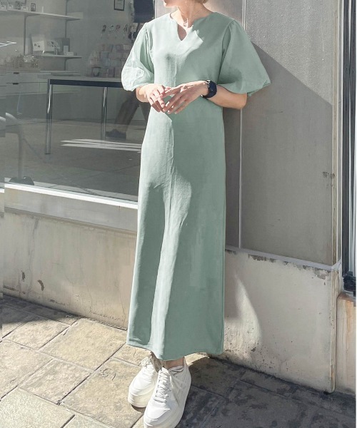 セール】【インフルエンサーコラボ】オーガンジー袖ワンピース  